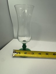 Vintage Clear Glass With A Green Stem And Base