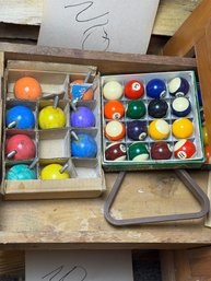 (103A) REALLY COOL MIXED VINTAGE COLLECTIBLE LOT- BILLARD BALLS, STONE AND MORE!