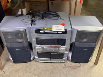 (108A) PHILLIPS RADIO AND SPEAKERS- AS IS, UNTESTED