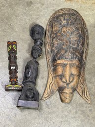 (112A) THREE HANDCARVED WOODEN TRIBAL STYLE PIECES