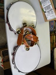 (114A) TWO VINTAGE TELESTAR TAMBOURINES AND SLEIGHBELLS
