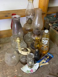 (33D) COLLECTION OF OIL LAMPS AND RELATED ITEMS, AS IS-AS SHOWN