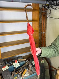 (39D) VINTAGE RED UMBRELLA- AS IS CONDITION