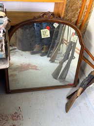 (42D) ANTIQUE WOODEN MIRROR, ABOUT 32 INCHES X 34 INCHES