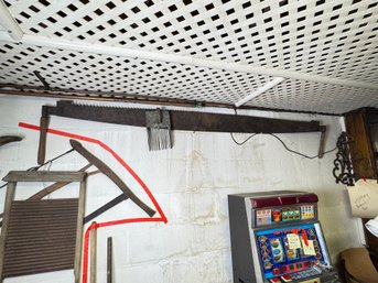 (32A) ANTIQUE TWO MAN SAW- 7 FEET LONG!