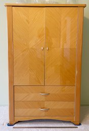 Midcentury Modern Lacquered Birch Armoire, Modern Accents, Lots Of Storage, Some Light Damage On Front