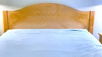Midcentury Modern Queen Bed Headboard, Lacquered Light Birch