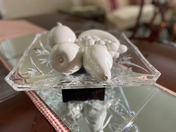 Bamboo Collection By WATERFORD CRYSTAL 12 Inch Centerpiece W Ceramic Fruit