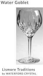 6 Waterford Crystal Lismore Traditional Water Goblet, 8 Inch, Set Of Six
