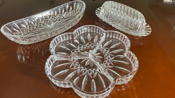 Waterford Crystal Divided Dish, Round Covered Butter, Appetizer