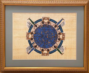 Unique And Original Egyptian Print, Ink And Paint On Papyrus 10 X 14'