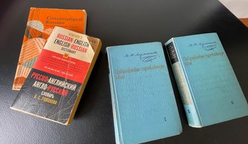 Lot Of Russian Poetry Books, Early 20th Century Vintage W Inscription. Russian Dictionary