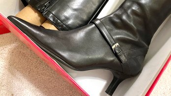 Anne Klein Ladies Tall Dress Boots W 2' Heel, Black W Buckle Sz 7.