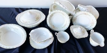 CHINA: Formal Garden, By Grace Japan Setting For 12 In Pristine Condition With Platters And Serving Bowls