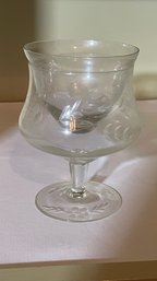Lot Of 12 Etched Glass Shrimp Cocktail Glasses For Ice And Shrimp, Cheese Dish And Bud Vase