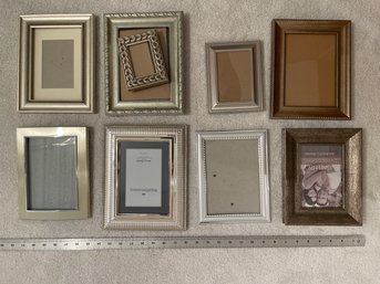 Lot Of Nine Picture Frames: 1 7x10 Philip Whitney Silver Plated, 6silver Tone, 2 Bronze Tone