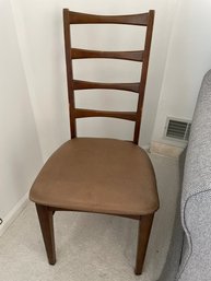 Single Wooden Armless Chair Padded Upholstered Seat - Needs TLC