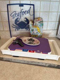 Chop And Drain Station With Kitchen Accessories. ThrThree Separate Cutting Boards & 2 Drawers   Drain Or Hold