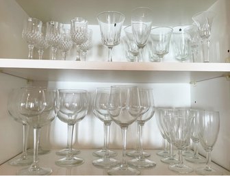 Lot Of Glasses & Stemware: Wine Glasses, Cordials, Apertifs, Stovetop Glass Coffee Pot Carafe