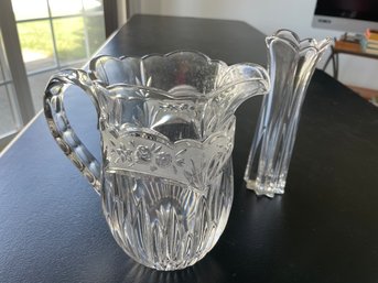 Lead Crystal 9 Water Pitcher And Bud Vase