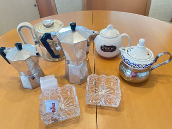 Bialetti Espresso Pots, Crystal Sugar Pack Holders, Turkish Tea Pot, Celestial Tea For 1, Toothpick Dispenser