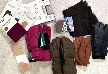 Ladies Winter Gloves, NEW Brown LL Bean Gloves, NEW Thinsulate Gloves, Stockings, Brown Suede Gloves, Earmuffs