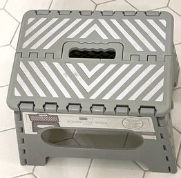 Simplify Plastic 9' Stripe Top Single-Step Folding Step Stool, Gray