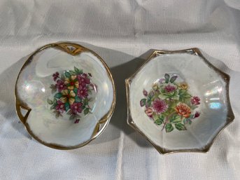 Japanese Paintrd Dishes W  Gold Trim