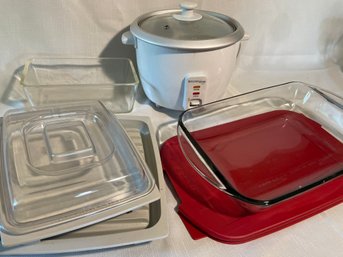 Kitchen Cookware 9x12 Glass Baking Dish W Cober, 4x8 Glass Baking Dish, Farberware Microwave Bacon & Covered T