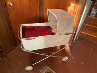 AAntique Bassinet With Folding Base  Great Condition Two Mattresses Included
