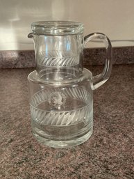 Quality Crystal Bedside Etched Handled Tumble Up Thomas Jefferson University PA