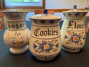 Lot Of 3: Vintage Royal Sealy Heritage Cookie Jar, Flour Jar, Sugar Jar-no Lid
