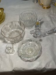 Vintage Crystal Bird Dish By Princess House, Ffooted Crystal Candy Dish