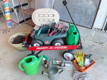 Red Radio Flyer Wagon, Garden Crawler & Gardening Supplies, Tools, Gloves, Watering Cans,