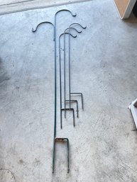4 Iron Shepherd Hooks Garden Decor (lot #2) Lg One Is Green