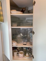 Lot Of Kitchen Wares: Coffee Pot Glass Bowls Pyrex Dishes Pictures Straw Holders Butter Dishes Measuring Cups