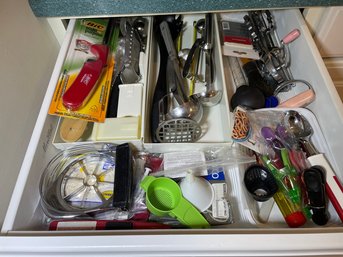 Lot Of Kitchen Gadgets Egg Beaters Bic Lighters Apple Slices Potato Masher Ladles Etc.