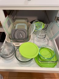 Lot Of Pyrex Dishes And Plastic Containers