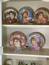 Lot Of 5 Edna Hibel Collectible Plates, 2 Sizes, Nobility Of Children Series