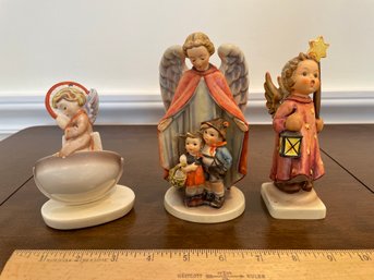 3 Hummels - Angels -  Angel Bowl Has Chip Praying Angel (Holy Water), Heavenly Protection, Christmas Song