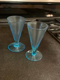 Lot Of 5 Vintage Hand-blown Cone Cordial Liqueur Glasses