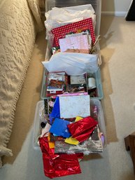 3 Boxes Of Craft Supplies Including Colorful Bags Paper Ribbons Etc.