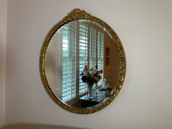 Ornate Gold Floral Framed Mirror Glass Has Some Scratches 30' Eide