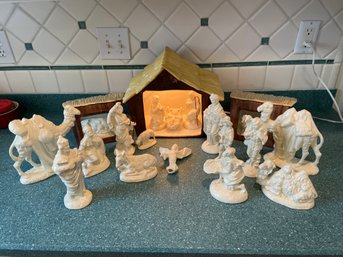 Ceramic Lighted Nativity Scene 22 Pieces