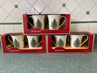 6 Spode Pimpernel Christmas Tree Mugs