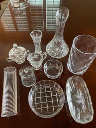 Crystal Decanter Misc Items Cracker Tray, Appetizer Dishes Sugar & Creamer Vase