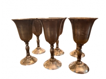 Vintage Silver Plate Stemmed Chalices- Set Of 6