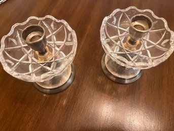 Crystal & Brass Candle Holders