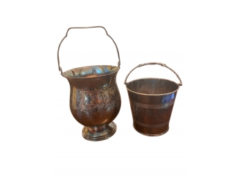 Pair Of Silver Plate Ice Buckets