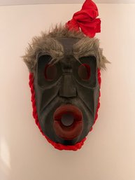 Hand Carved & Painted Alaskan Mask.  Signed Qaamina